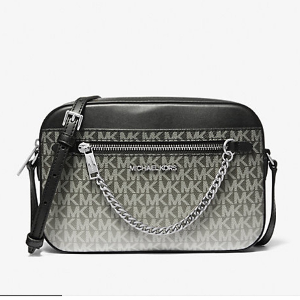 MICHAEL KORS Jet Set Lg Ombré Signature Logo EW Crossbody Body East West 
Black